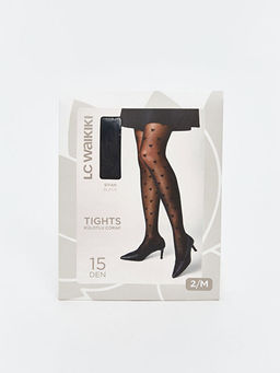 15 Denye Kalp Desenli Kad?n K?lotlu ?orap