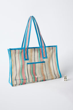 BOLSO SHOPPER REJILLA / Azul - Zara фото 8
