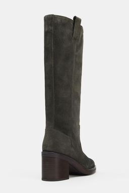 SPLIT SUEDE HEELED KNEE-HIGH BOOTS - Zara фото 6