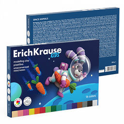 Цена за 1 шт. Пластилин классический ErichKrause Kids Space Animals 16 цветов со стеком, 288 г (в коробке 16 шт)