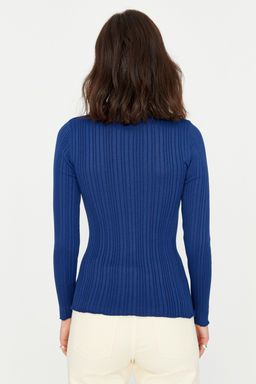 Lacivert Merserize Gorunumlu Fitilli Polo Yaka Triko H?rka TWOAW20HI0070