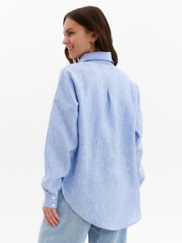 Рубашка женская MINAKU oversize в полоску, белая, голубая, размер 48