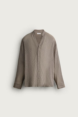 CAMISA FLUIDA RELAXED FIT / Rayas marrones