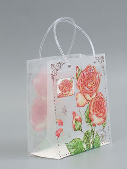 Пакет подарочный прозрачный, "Розы", 22 х 10 х 24 см