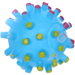 Цена за 6 шт. Игрушка - мячик для собак средних и мелких пород "ЗУБОЧИСТКА", цвет голубой, с пищалкой, d-6,5см (лейбл)