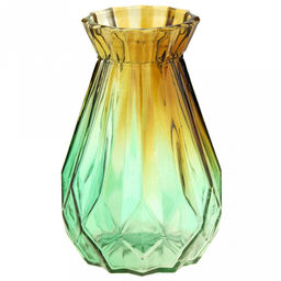 Ваза стеклянная для цветов "Грани" h14,5см, д10см, цветное стекло, микс (Китай)