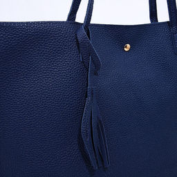 Сумка - шоппер женская на кнопке, с монетницей, 35×10×28 см, синий