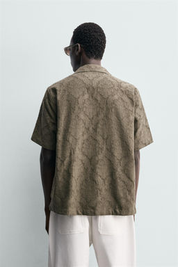 CAMISA RELAXED FIT JACQUARD TEXTURA / kaki-med - Zara фото 3