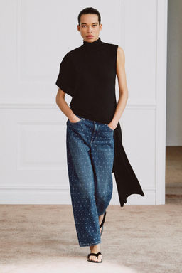 JEANS ZW COLLECTION TAPERED TIRO MEDIO LUNARES / azul