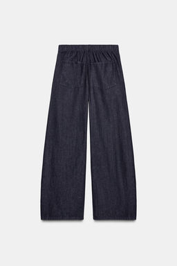 PLEATED DENIM-EFFECT TROUSERS - Zara фото 9