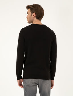 Siyah Slim Fit Bisiklet Yaka Basic Triko Kazak - Pierre cardin фото 5