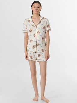 Комплект домашний женский молочный с принтом