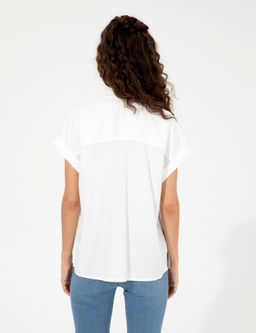 Beyaz Regular Fit K_sa Kollu G_mlek