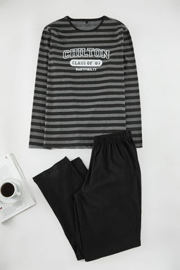 Trendyolmilla Man Siyah Cizgili Regular Fit Orme Pijama Tak?m? TMNAW25PT00026  фото 2