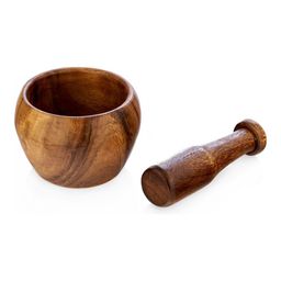 Ступка с пестиком деревянная Walmer Organic, 13 см, цвет темное дерево  фото 2