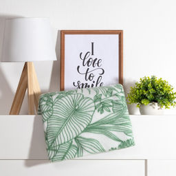 Плед Экономь и Я Тропические листья 150*200 см, пл.160 г/м2, 100% п/э