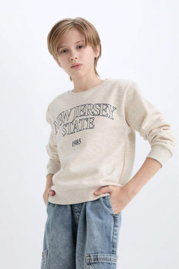 Толстовка обычного кроя с принтом для мальчиков с круглым вырезом - Defacto фото 4