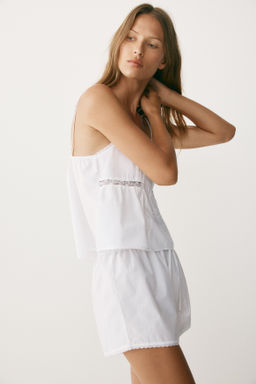 Pijama de popelina con ribetes de encaje - H&m фото 6
