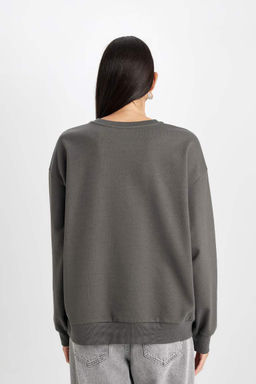 Толстовка с принтом Relax Fit с круглым вырезом - Defacto фото 6