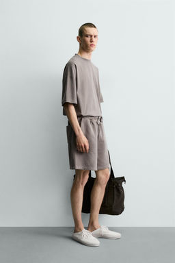 BERMUDA JOGGER B?SICA LAVADA / Gris - Zara фото 4