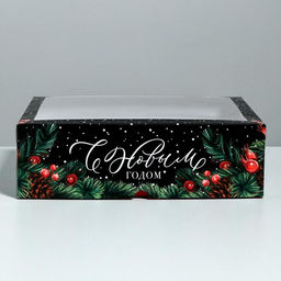 Цена за 5 шт. Коробка для капкейков «С Новым годом» 25×33×10 см