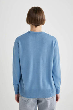 Свитер обычного кроя с круглым вырезом - Defacto фото 6