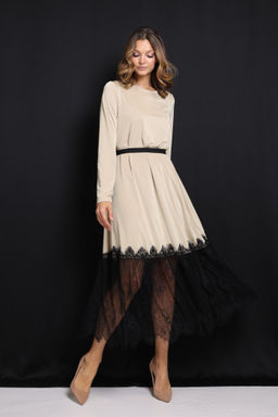 Платье расклёшенное с кружевом - Looklikecat фото 2