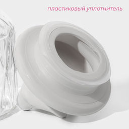 Банка для сыпучих Доляна Голубки, 500 мл, 11?17 см, с керамической крышкой, стекло, прозрачная