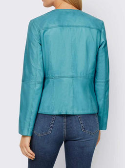 Куртка натуральная кожа, аквамарин - Linea tesini фото 4