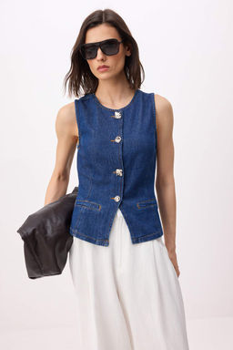 Mavi Fitted %100 Pamuklu Denim Yelek TWOSS26YE00037