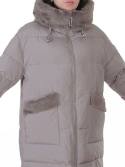 6093 GRAY Куртка зимняя женская оверсайз (200 гр. холлофайбер)