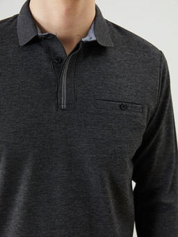 Polo Yaka Uzun Kollu Erkek Sweatshirt