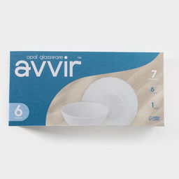 Салатники Avvir Дива, набор 7 шт.: 6 шт.: d=11 см, 1 шт.: d=20 см, стеклокерамика, белые