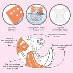 Трусики-подгузник, многоразовый, Лисички - Крошка я фото 2