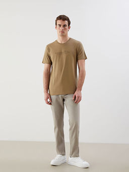 Bisiklet Yaka K?sa Kollu Bask?l? Penye Erkek Ti??rt