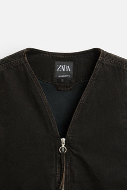 DENIM WAISTCOAT WITH POCKETS - Zara фото 8