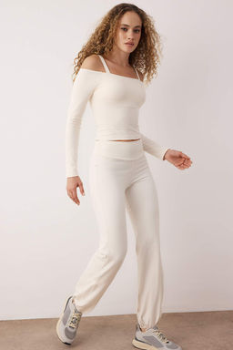 Ekru Soft F?rcal? Kumas Ask? Detayl? Ici Pedli Spor Orme Ust/Bluz THMAW26BZ00003