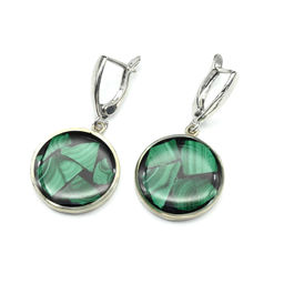 Серьги "Мозаика" из малахита 19мм-20мм