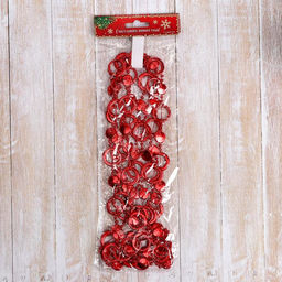 Цена за 2 шт. Бусы на ёлку Кольца, длина 2.7 м, d=10 мм, красные - Зимнее волшебство фото 3
