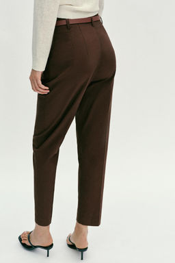 PANTAL?N TIRO ALTO CINTUR?N / Marr?n - Zara фото 8