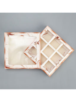 Цена за 5 шт. Коробка для конфет, кондитерская упаковка, 9 ячеек, «Мрамор», 14.5×14.5×3.5 см