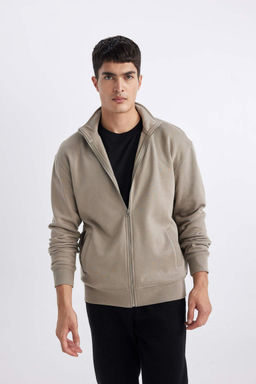 Толстовка Comfort Fit с воротником-стойкой на молнии - Defacto фото 3