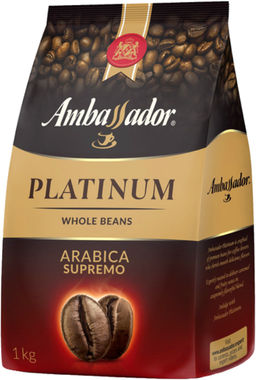 Ambassador. Platinum Arabica Supremo (зерновой) 1 кг. мягкая упаковка
