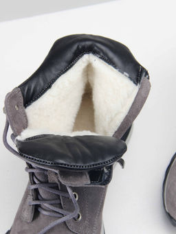 Ботинки 261.uno2bl. серый замок замша/Байка