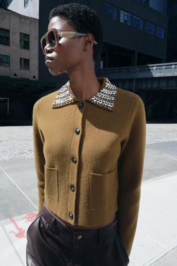 100% WOOL JACKET WITH JEWELLED LAPELS - Zara фото 7