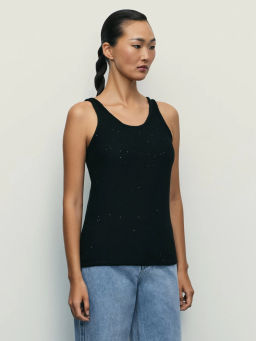 Вязаный топ из хлопка с пайетками / Zarina  фото 11