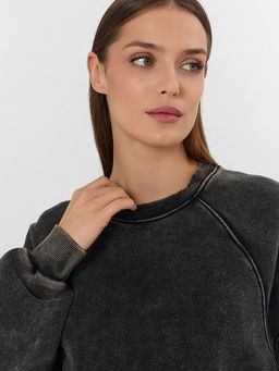 Теплый свитшот женский черный с начесом