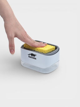 Дозатор для моющего средства с подставкой для губки Raccoon, губка в комплекте