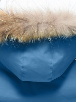 Парка зимняя подростковая для мальчика с капюшоном и мехом синего цвета 9535S - Valianly фото 12