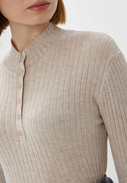 Бежевый трикотажный джемпер - Incity фото 3